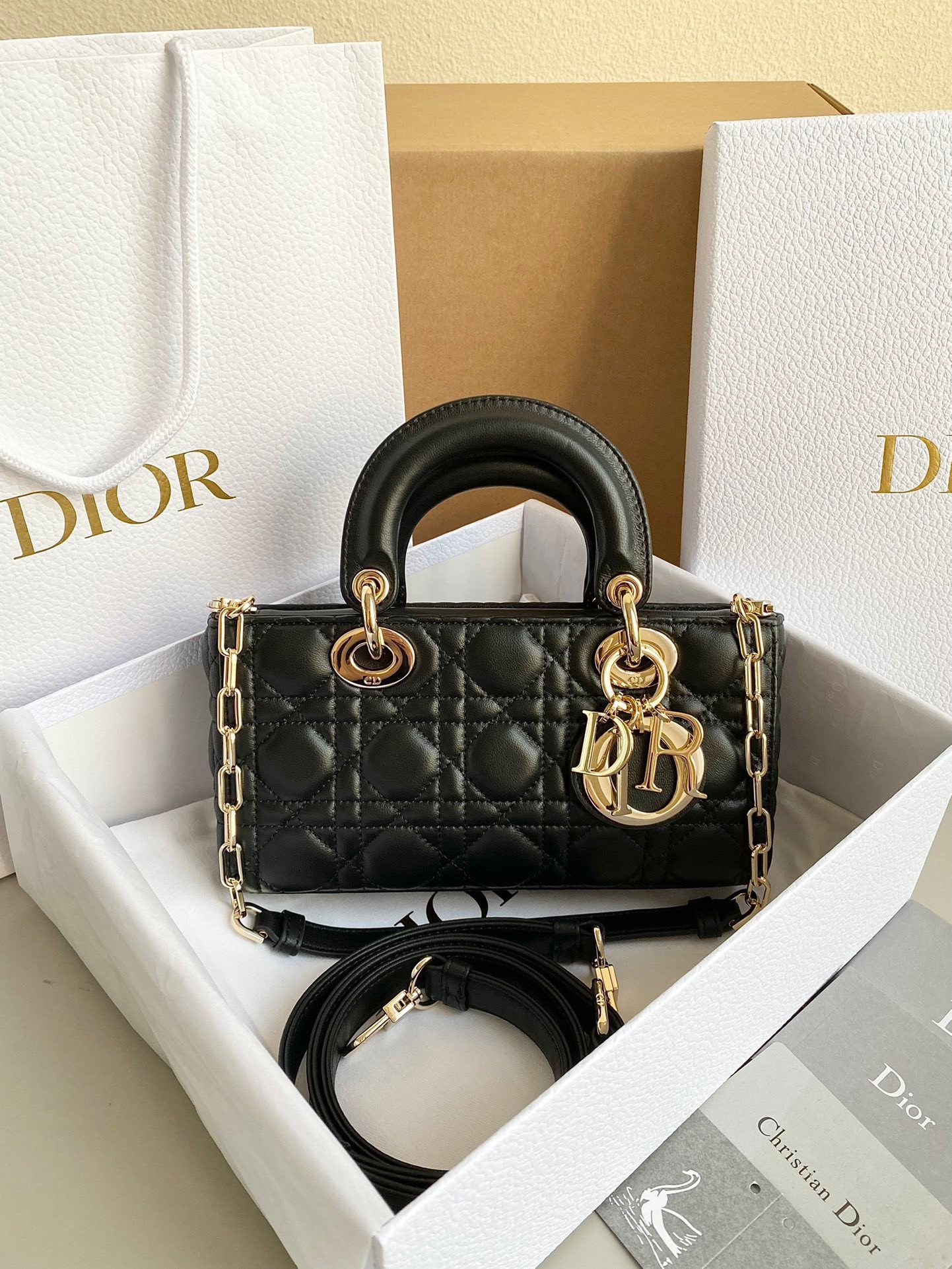 Dior Lady D-Joy Small Bag In Black Cannage Lambskin