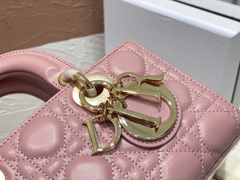 Dior Lady D-Joy Small Bag In Peony Pink Cannage Lambskin