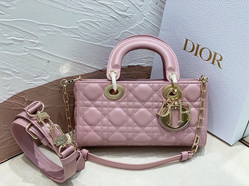 Dior Lady D-Joy Small Bag In Peony Pink Cannage Lambskin