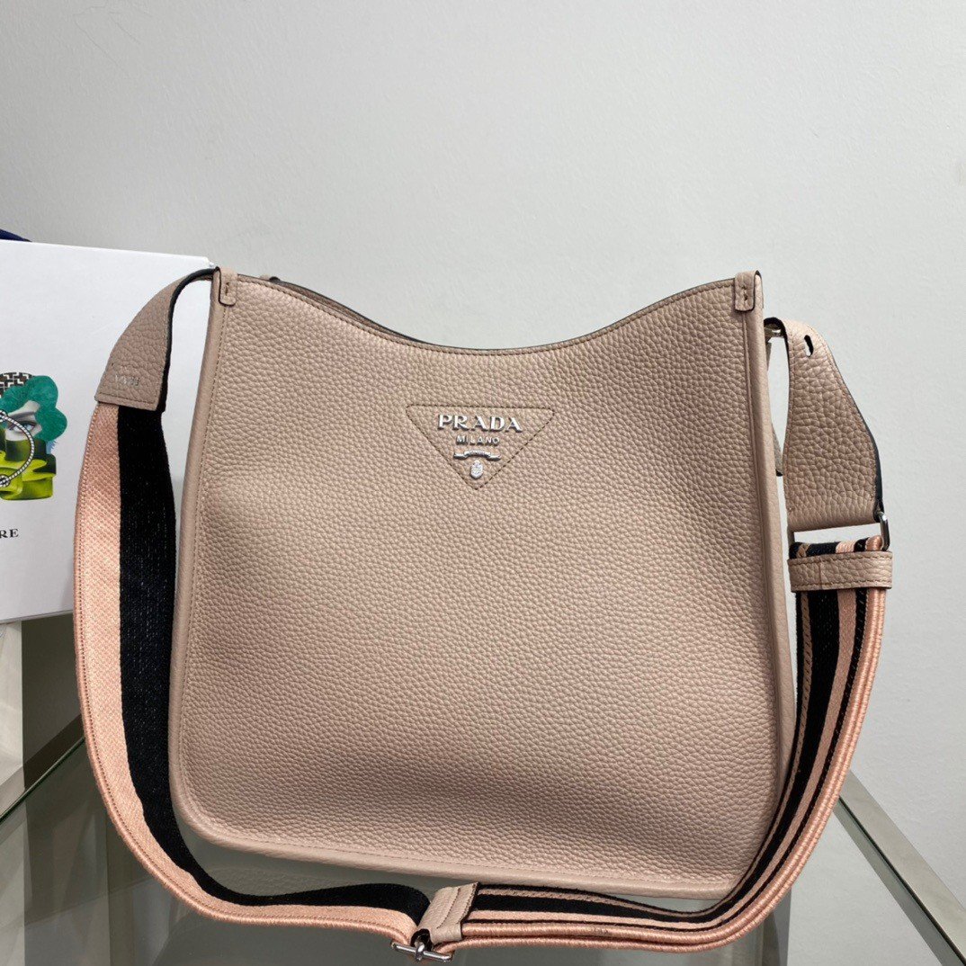 Prada Hobo Bag in Sand Grained Leather