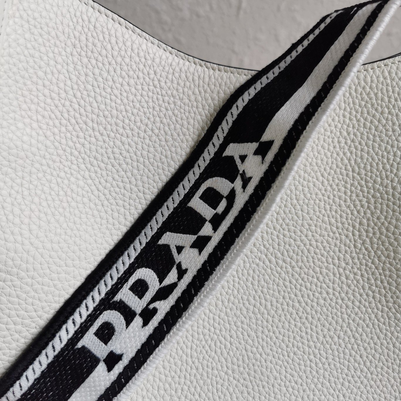 Prada Hobo Bag in White Grained Leather