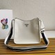 Prada Hobo Bag in White Grained Leather