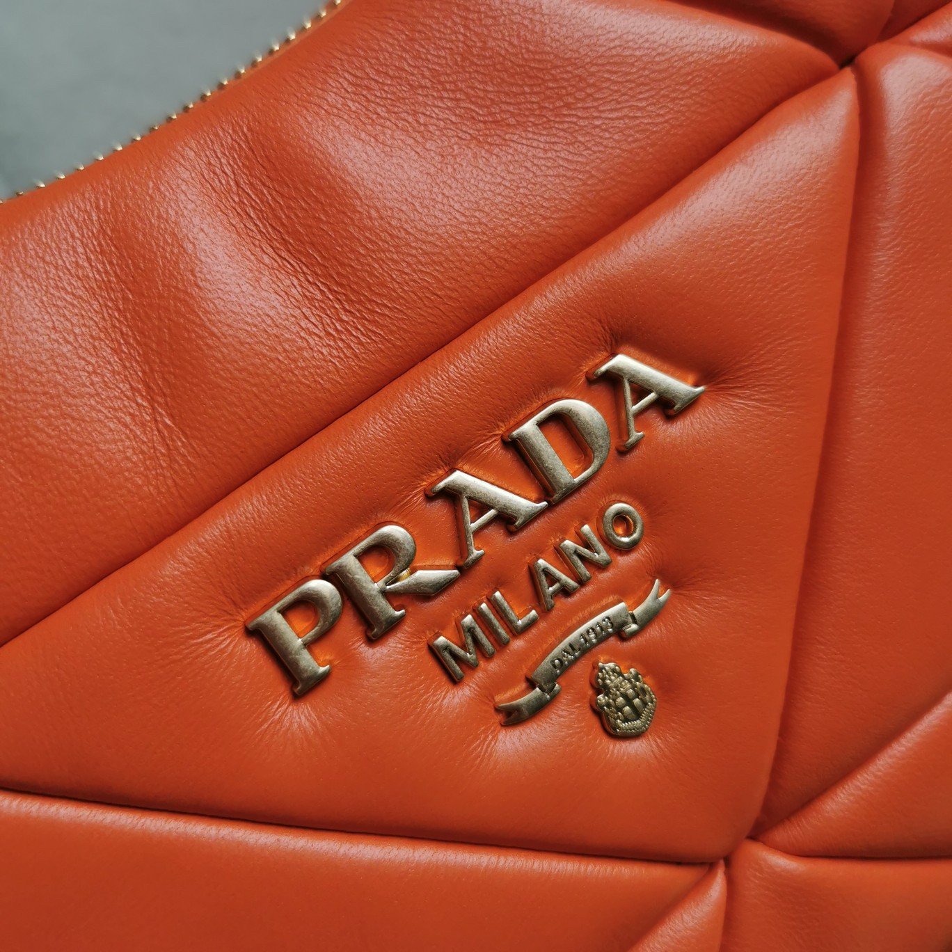 Prada System Patchwork Bag in Orange Nappa Leather