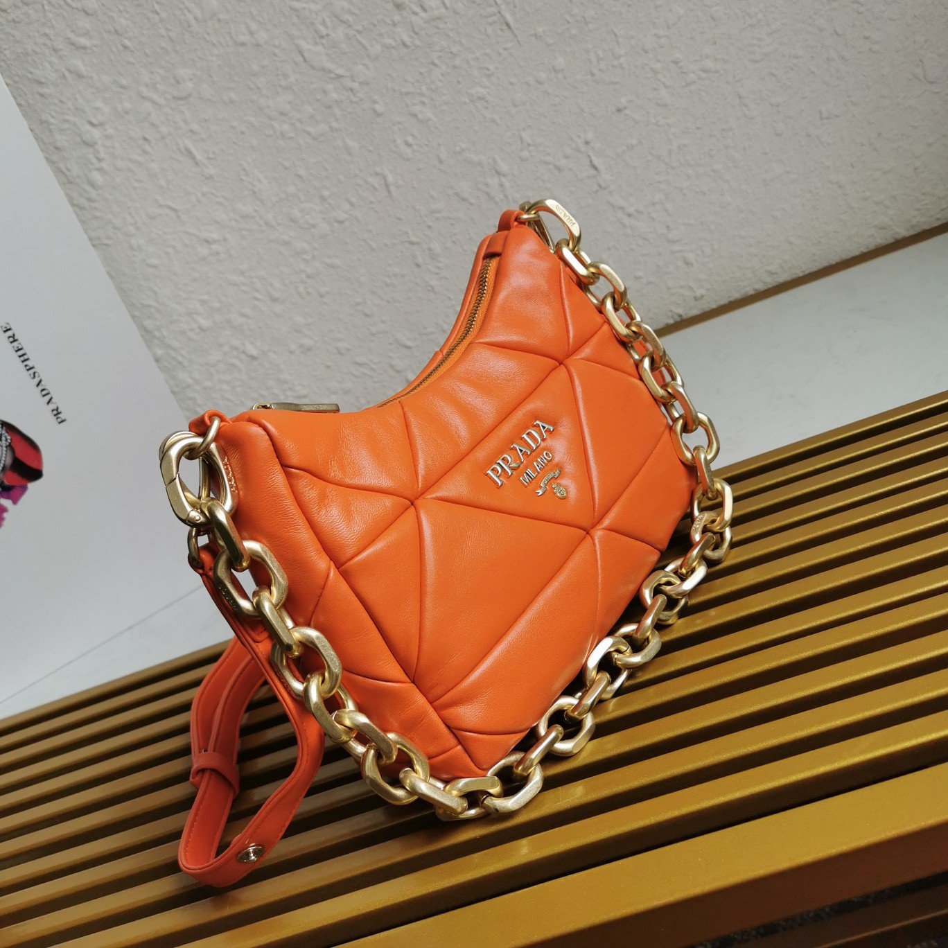 Prada System Patchwork Bag in Orange Nappa Leather