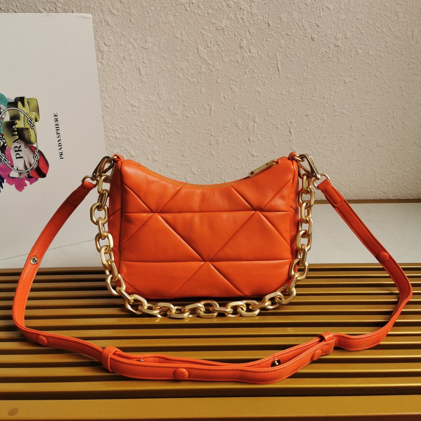 Prada System Patchwork Bag in Orange Nappa Leather