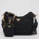 Prada Re-Edition 2005 Shoulder Bag In Black Raffia