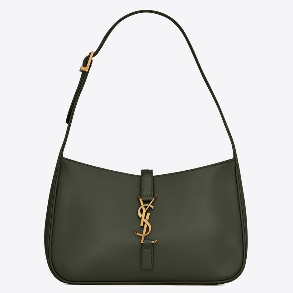 Saint Laurent Le 5 À 7 Hobo Bag in Green Smooth Leather