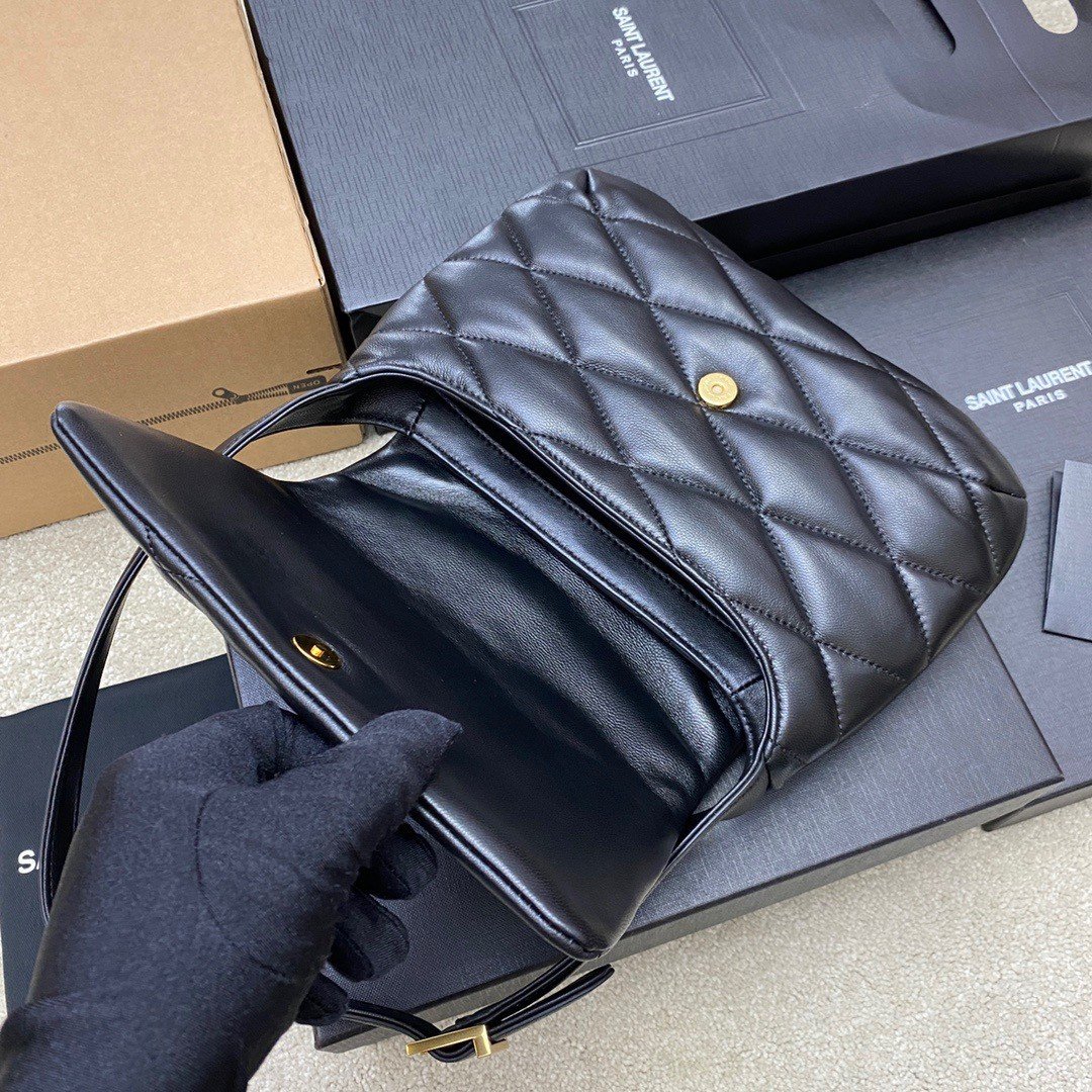 Saint Laurent Le 57 Hobo Bag in Black Quilted Lambskin