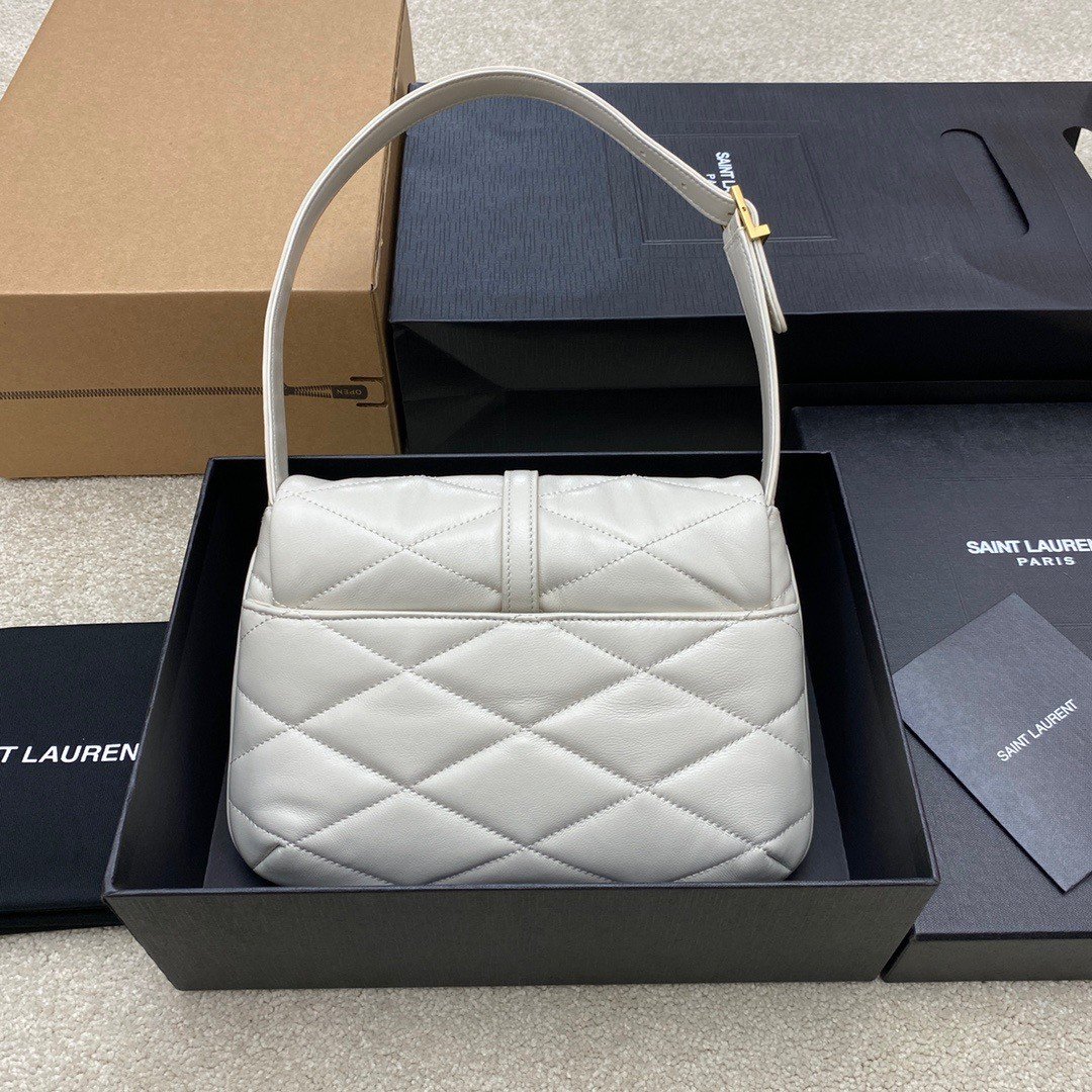 Saint Laurent Le 57 Hobo Bag in White Quilted Lambskin