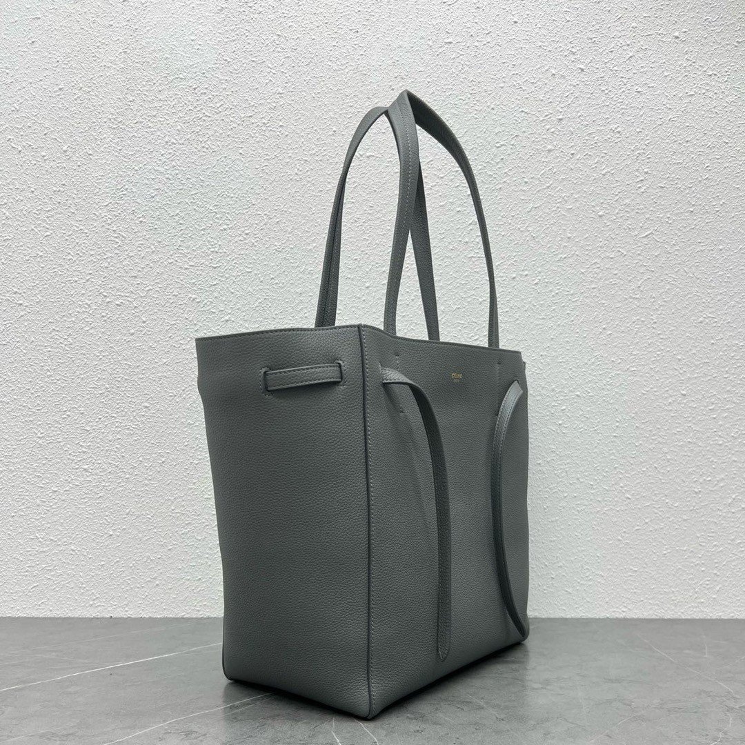 Celine Small Cabas Phantom Bag In Grey Grained Calfskin