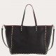 Valentino Rockstud Medium Reversible Tote Black