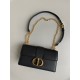 Dior 30 Montaigne East-West Bag with Chain in Black Calfskin