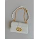 Dior 30 Montaigne East-West Bag with Chain in White Calfskin