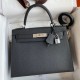 Hermes Kelly Sellier 28 Handmade Bag In Black Epsom Calfskin