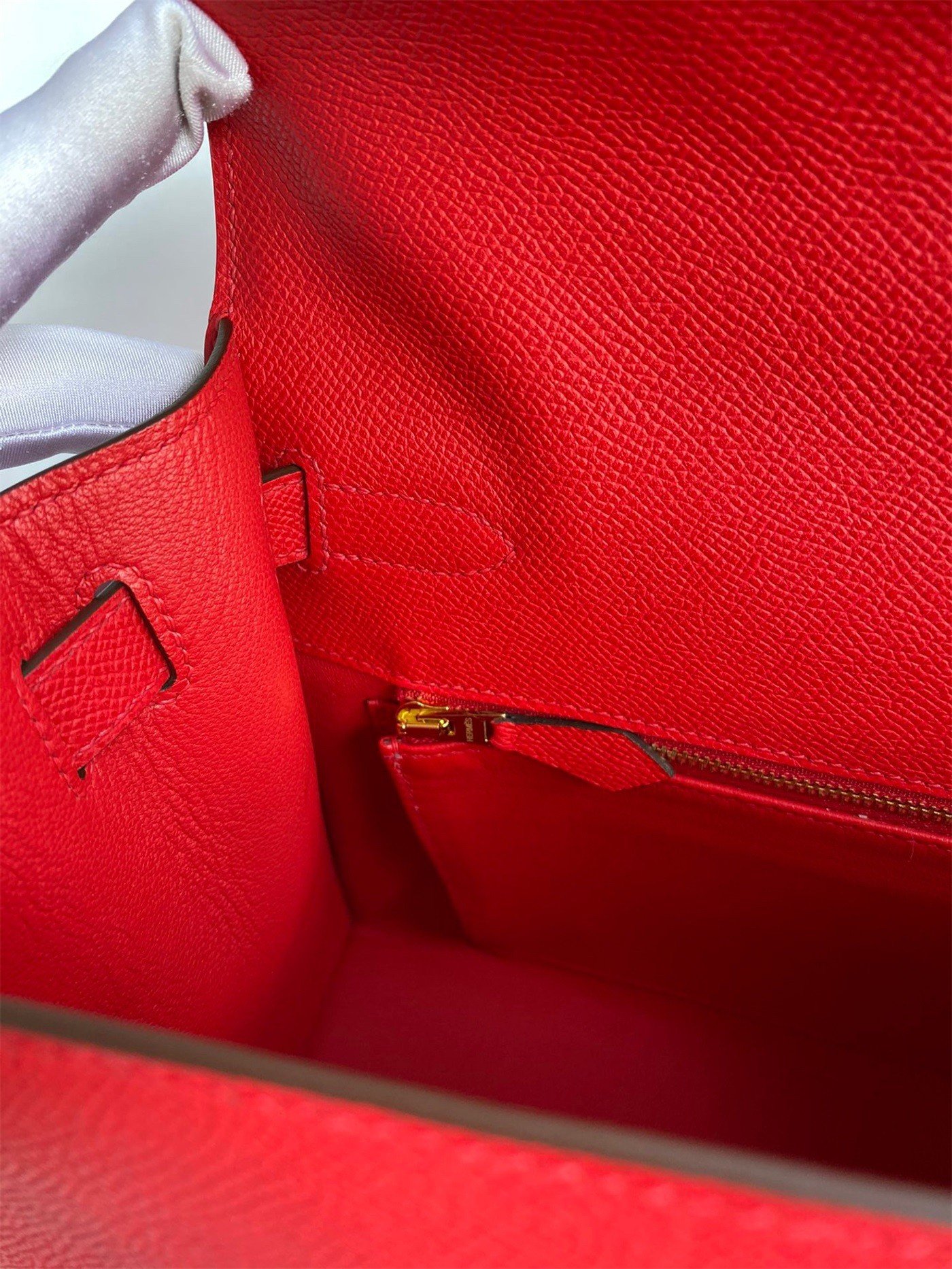 Hermes Kelly Sellier 28 Handmade Bag In Red Epsom Calfskin