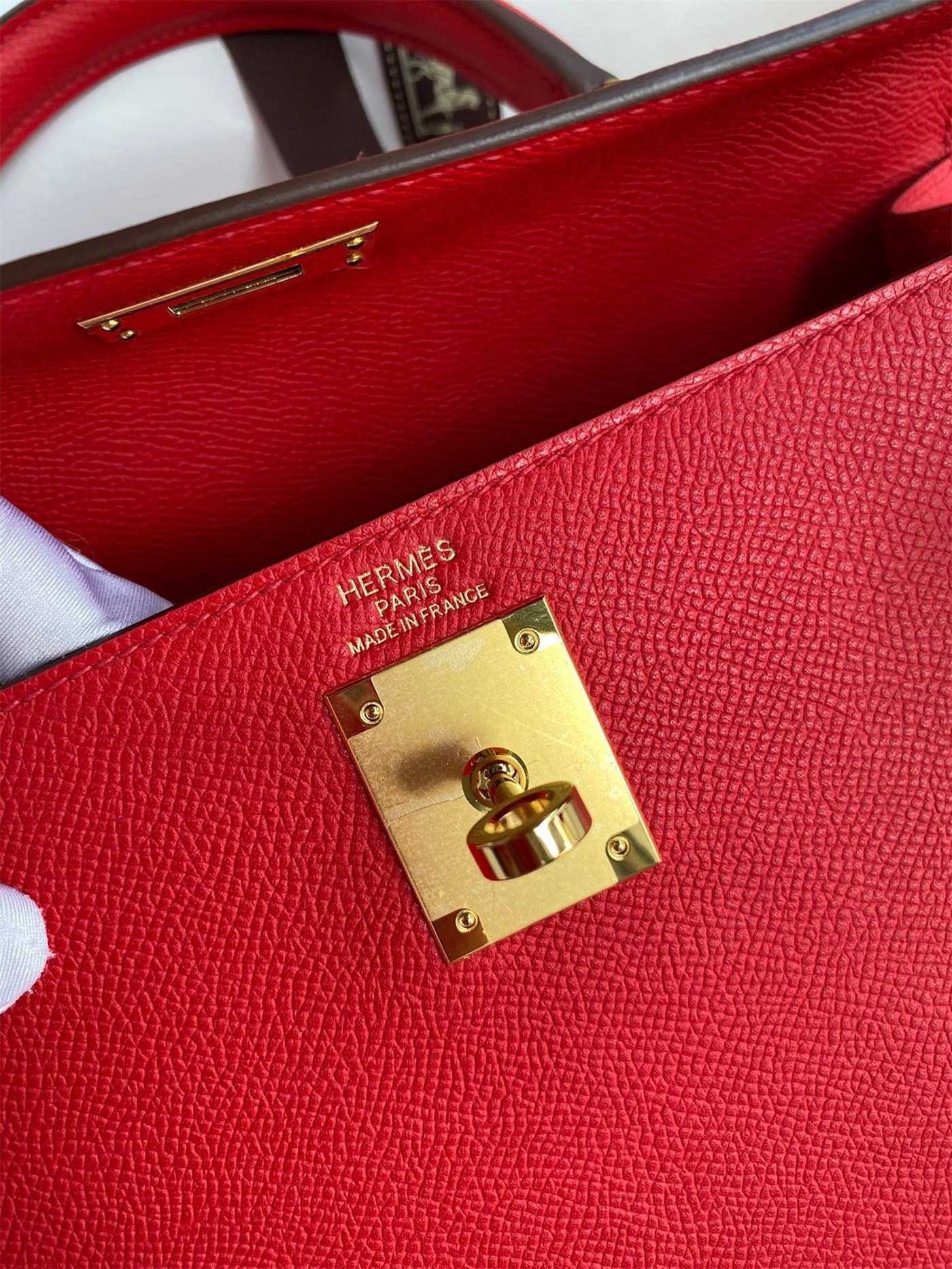 Hermes Kelly Sellier 28 Handmade Bag In Red Epsom Calfskin