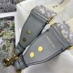 Dior Shoulder Strap in Grey Oblique Embroidery with Medallions