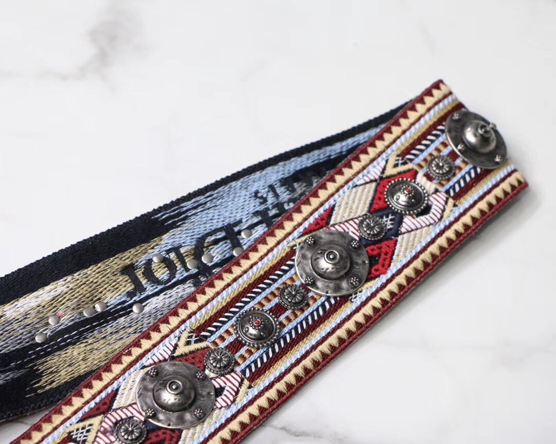 Dior Shoulder Strap in Multicolored Embroidery Canvas with Medallions