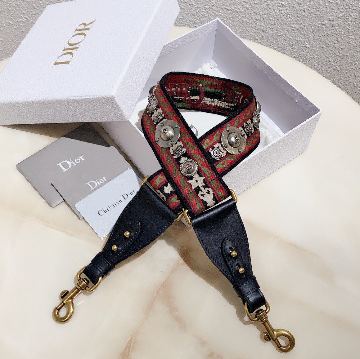 Dior Shoulder Strap in Bohemian-inspired Canvas with Medallions