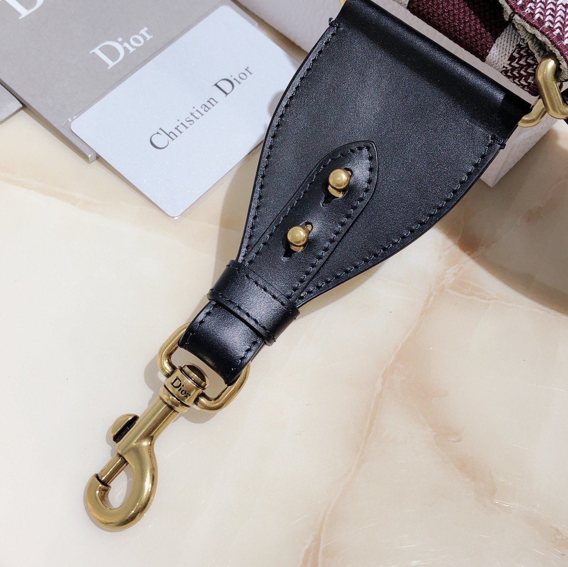 Dior Shoulder Strap in Bordeaux Embroidery Canvas