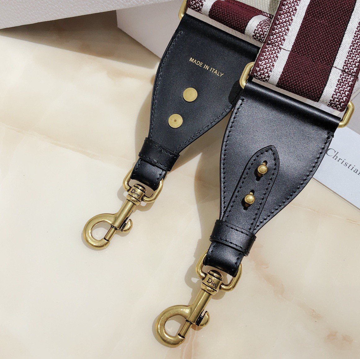 Dior Shoulder Strap in Bordeaux Embroidery Canvas