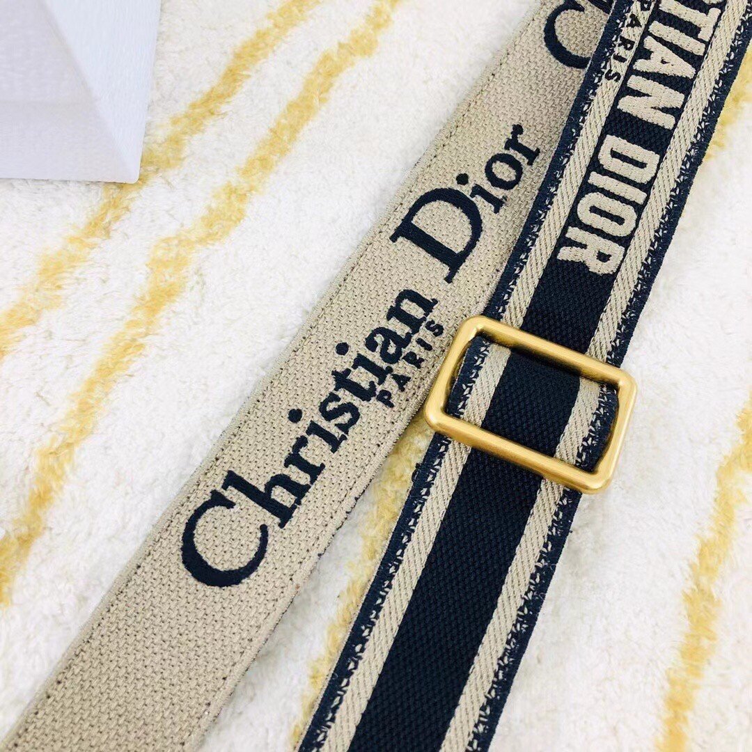 Dior Adjustable Shoulder Strap in Blue Embroidery Canvas