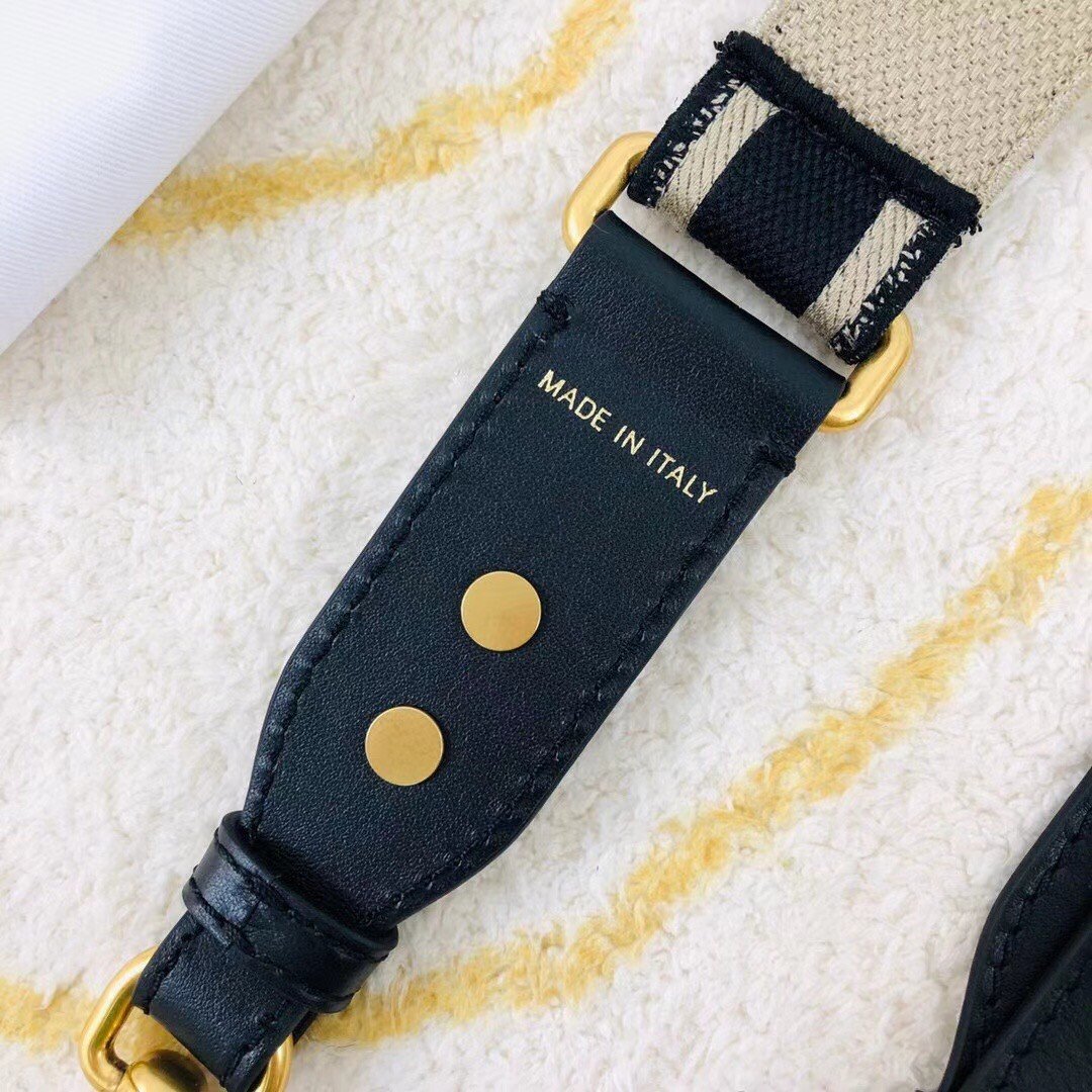 Dior Adjustable Shoulder Strap in Black Embroidery Canvas