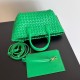 Bottega Veneta Cabat Mini Bag In Green Intrecciato Lambskin