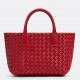 Bottega Veneta Cabat Mini Bag In Red Intrecciato Lambskin