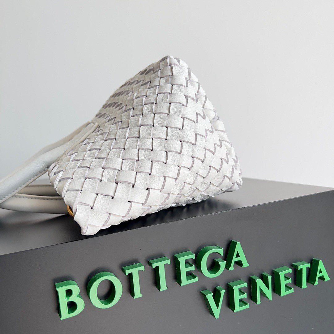 Bottega Veneta Cabat Mini Bag In White Intrecciato Lambskin