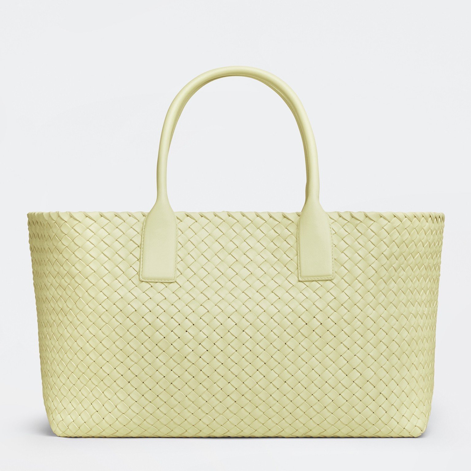 Bottega Veneta Cabat Medium Bag In Lemon Intrecciato Lambskin