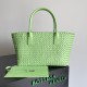 Bottega Veneta Cabat Medium Bag In Pistachio Intrecciato Lambskin