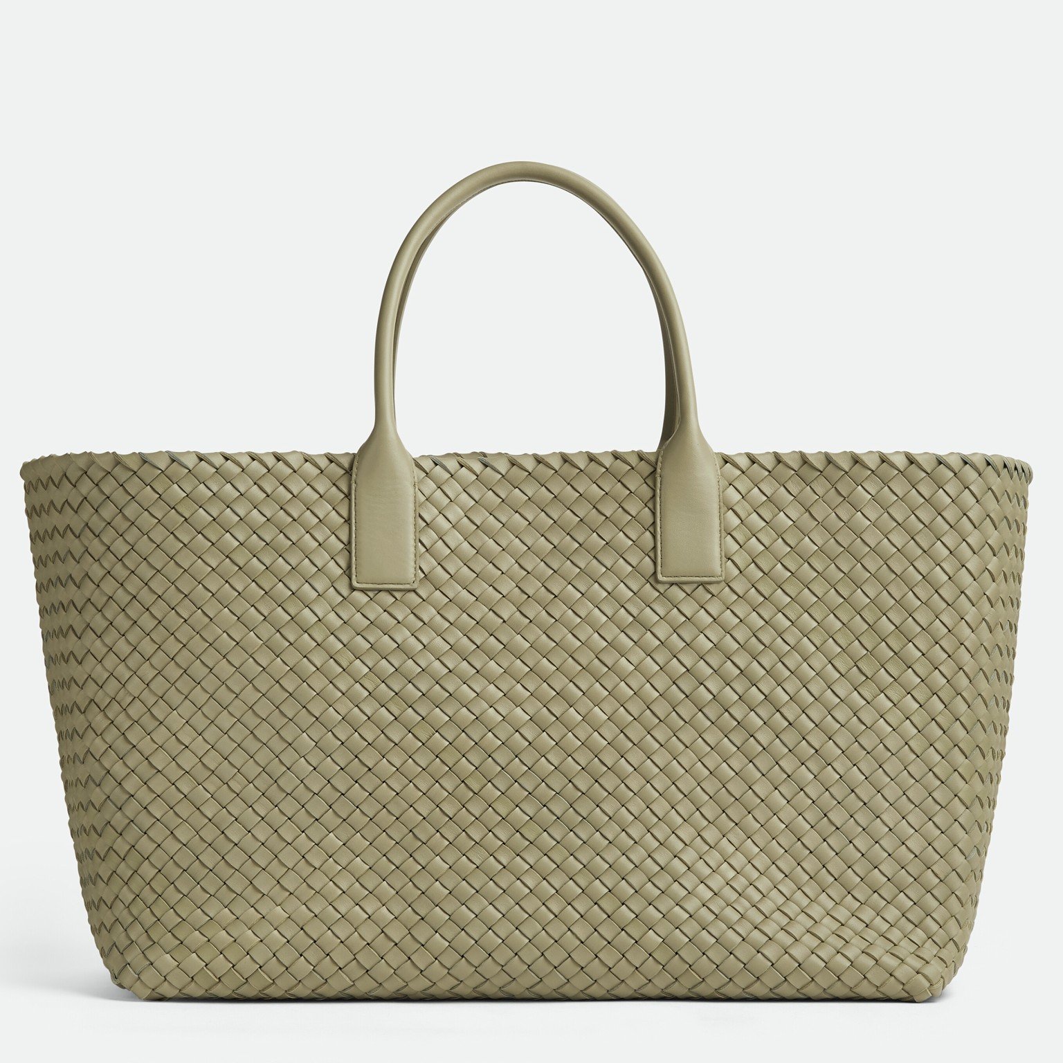 Bottega Veneta Cabat Large Bag In Travertine Intrecciato Lambskin