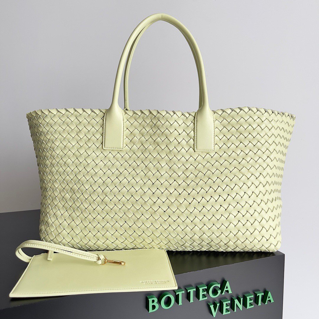 Bottega Veneta Cabat Large Bag In Zest WashedIntrecciato Lambskin