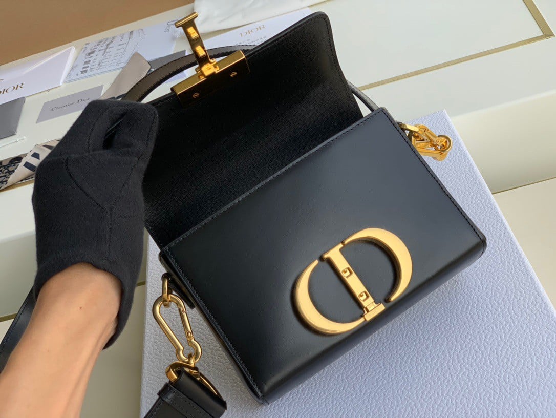 Dior 30 Montaigne Box Bag In Black Box Calfskin