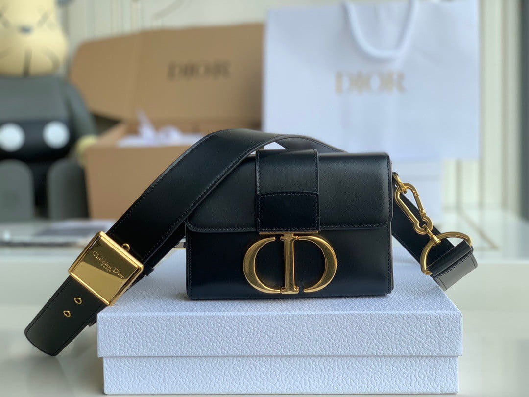 Dior 30 Montaigne Box Bag In Black Box Calfskin