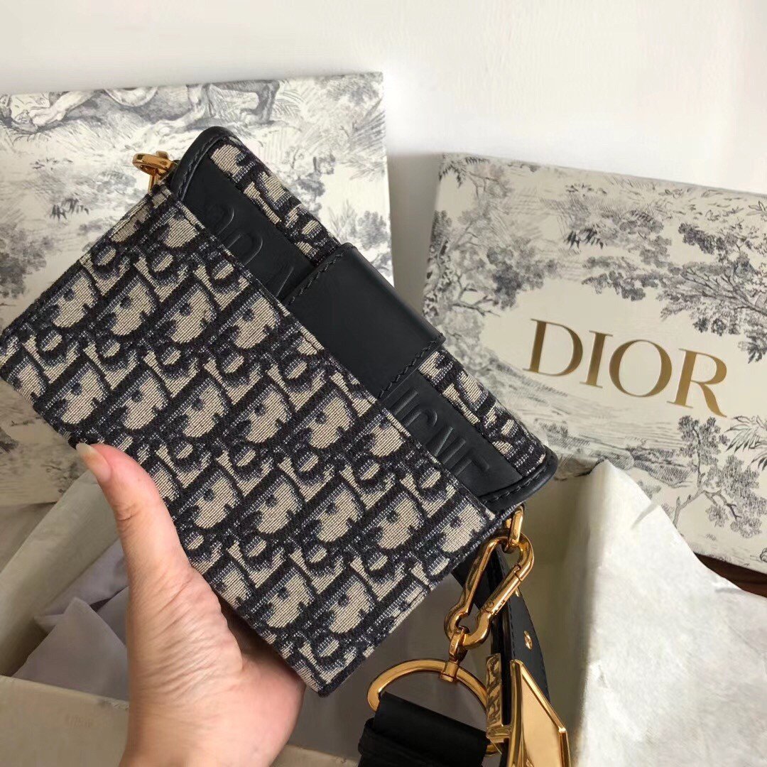 Dior 30 Montaigne Box Bag In Blue Dior Oblique Jacquard