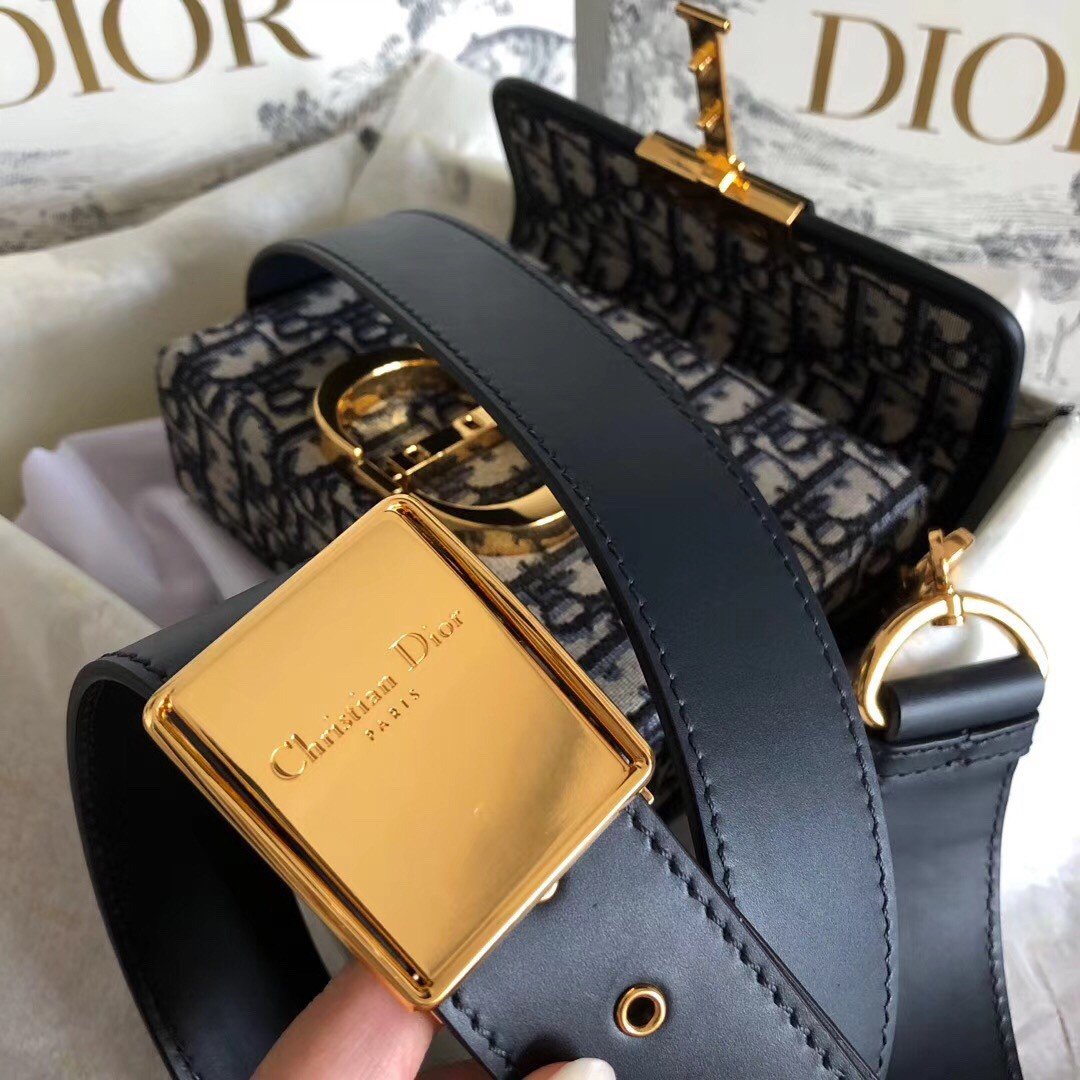 Dior 30 Montaigne Box Bag In Blue Dior Oblique Jacquard