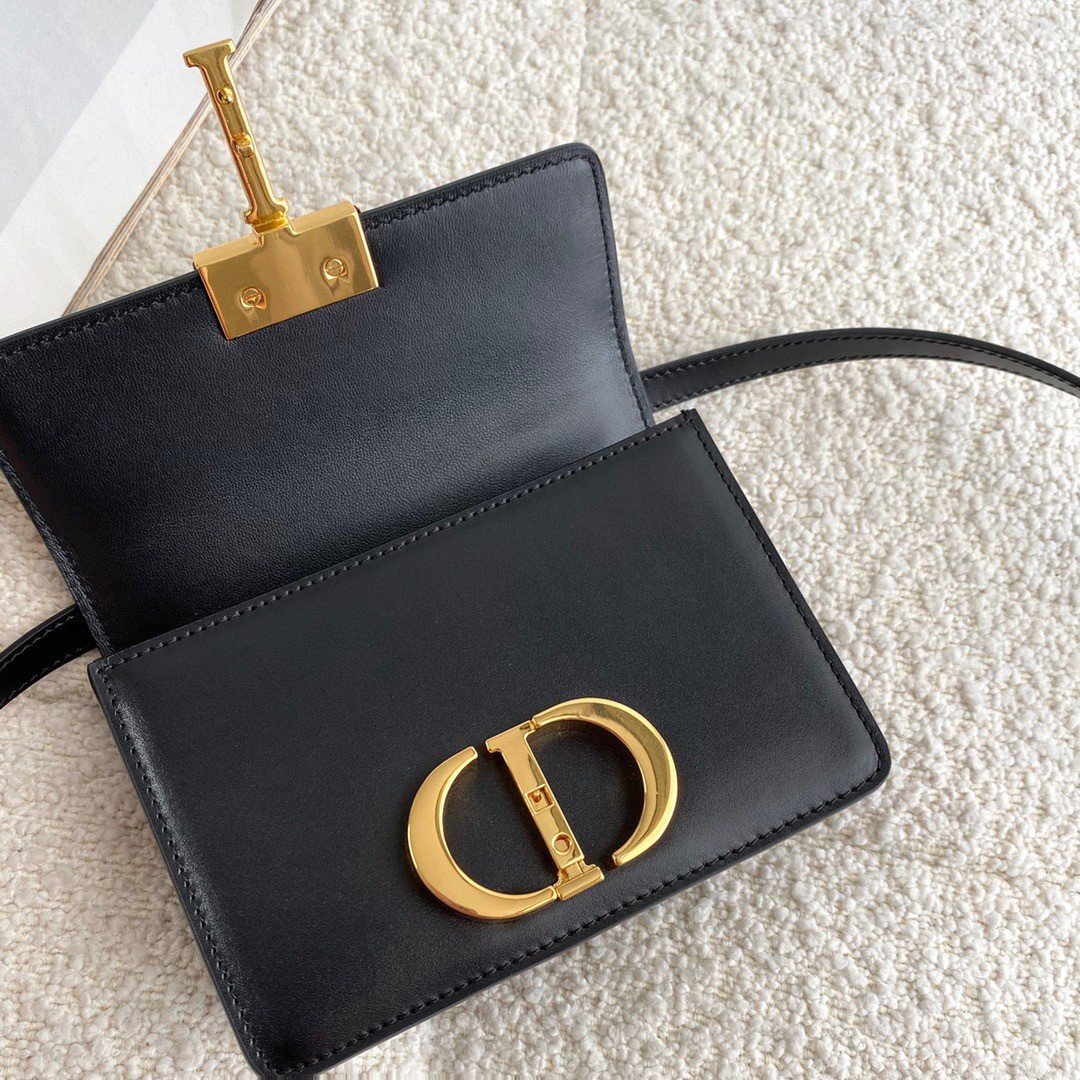 Dior 30 Montaigne Micro Bag In Black Box Calfskin