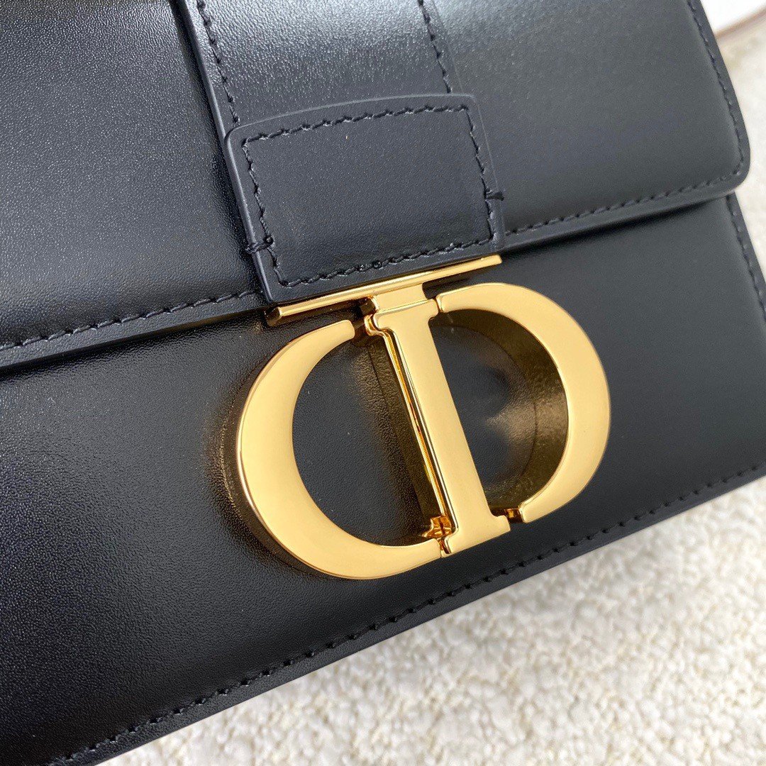 Dior 30 Montaigne Micro Bag In Black Box Calfskin