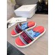 Dior Dway Slides In Red Multicolor D-Flower Pop Cotton