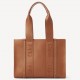 Chloe Woody Medium Tote Bag In Brown Calfskin