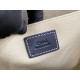 Chloe Woody Medium Tote Bag in Linen Canvas with Navy Blue Leather