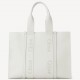 Chloe Woody Large Tote Bag In White Calfskin