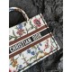 Dior Medium Book Tote Bag In White Dior Petites Fleurs Embroidery