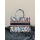 Dior Medium Book Tote Bag In White Dior Petites Fleurs Embroidery