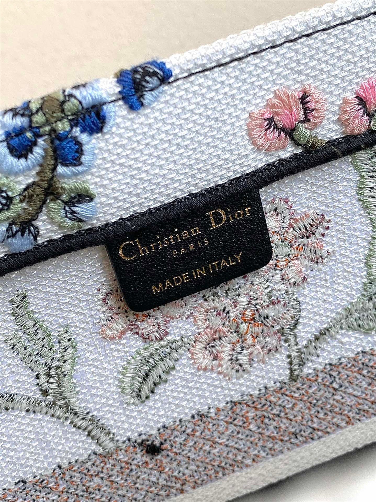 Dior Medium Book Tote Bag In White Dior Petites Fleurs Embroidery