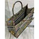 Dior Large Book Tote Bag In Green Dior Petites Fleurs Embroidery