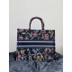 Dior Large Book Tote Bag In Black Dior Petites Fleurs Embroidery