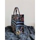 Dior Large Book Tote Bag In Black Dior Petites Fleurs Embroidery